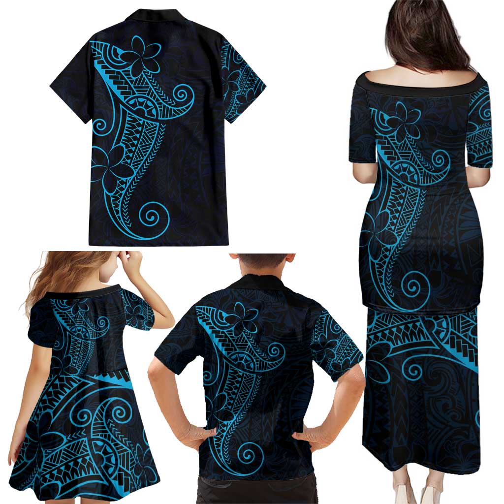 Black Blue Polynesian Tribal Family Matching Puletasi and Hawaiian Shirt - Polynesian Pride