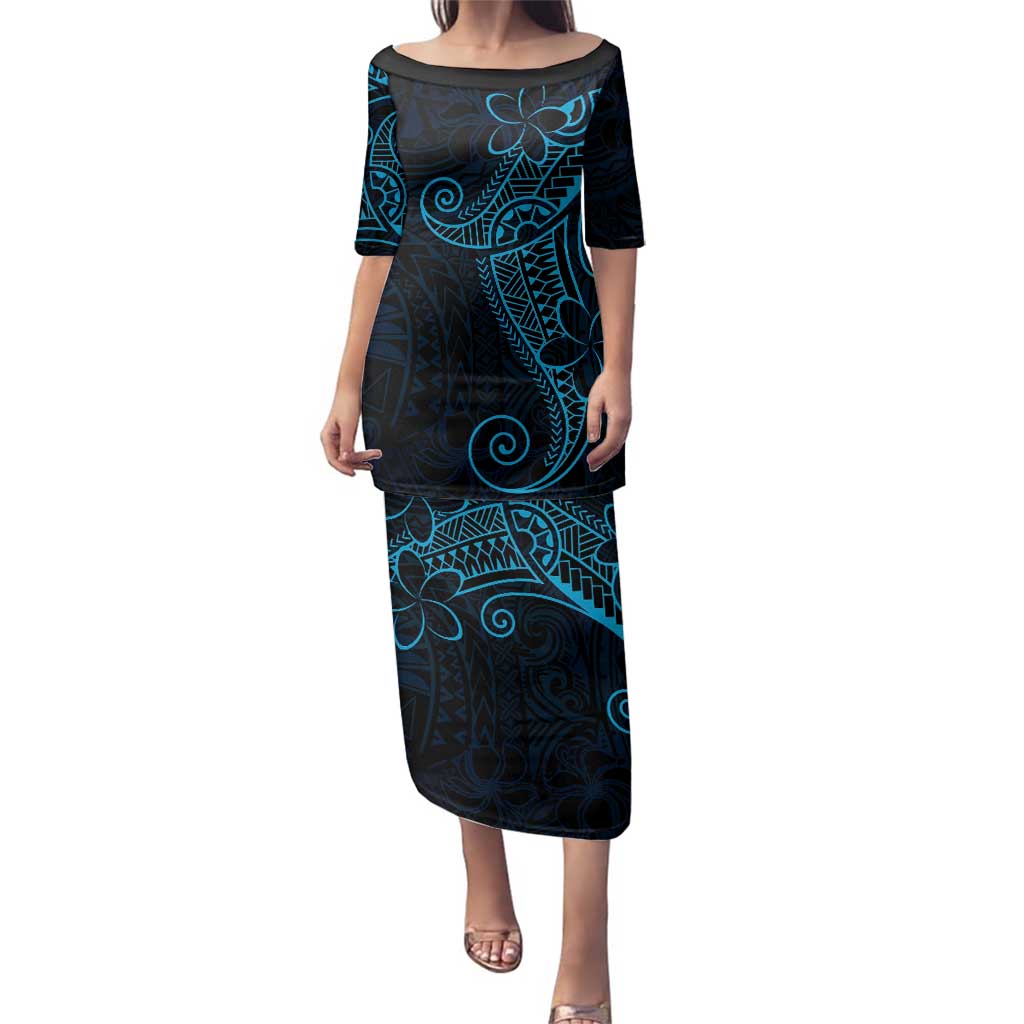Black Blue Polynesian Tribal Family Matching Puletasi and Hawaiian Shirt - Polynesian Pride