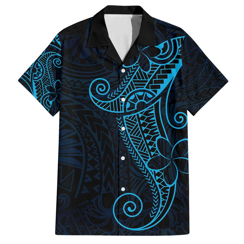 Black Blue Polynesian Tribal Family Matching Summer Maxi Dress and Hawaiian Shirt - Polynesian Pride