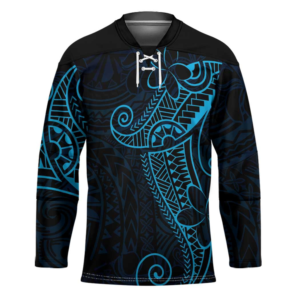 Black Blue Polynesian Tribal Hockey Jersey - Polynesian Pride