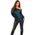 Black Blue Polynesian Tribal Off Shoulder Sweater - Polynesian Pride