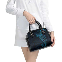 Black Blue Polynesian Tribal Shoulder Handbag - Polynesian Pride