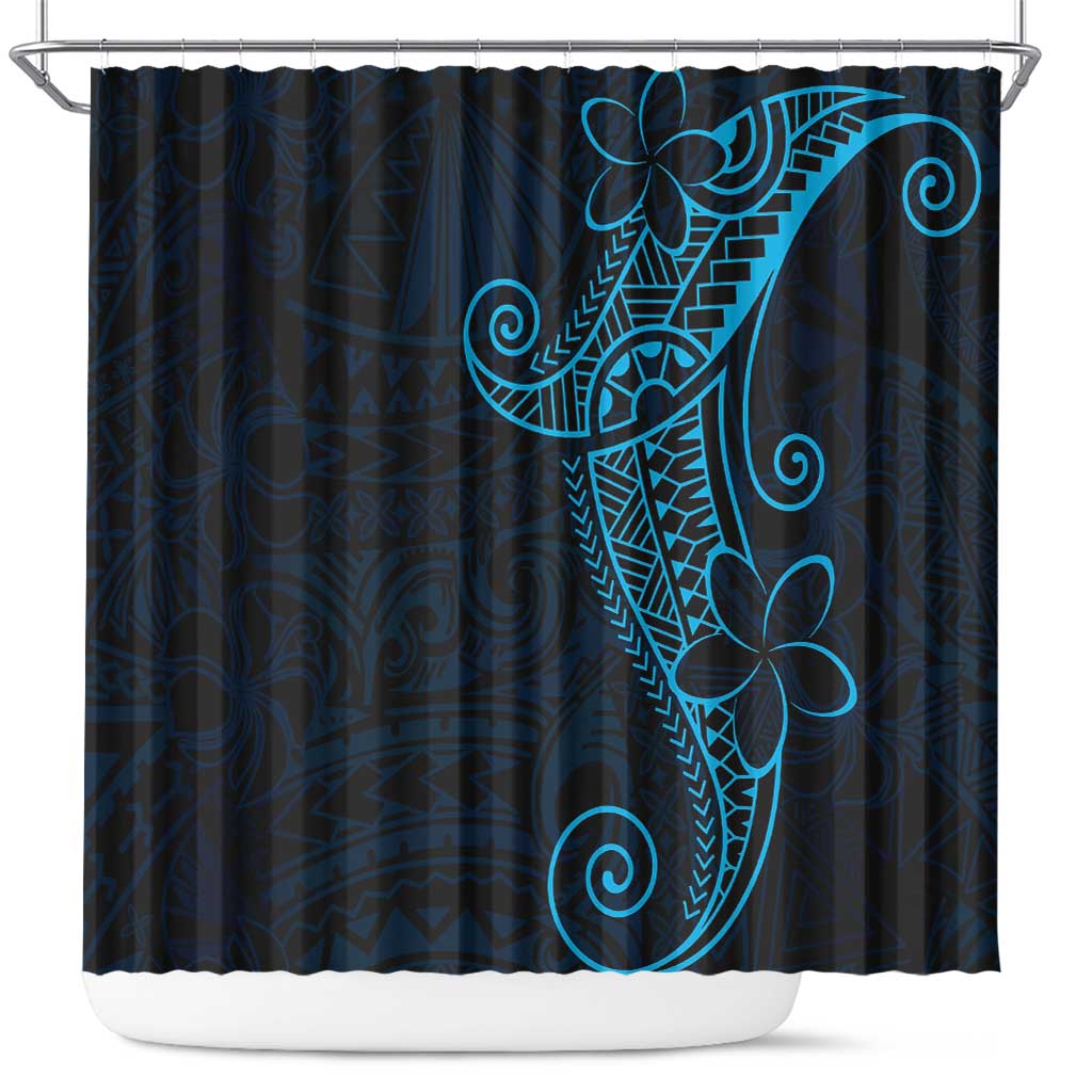 Black Blue Polynesian Tribal Shower Curtain LT9 Blue - Polynesian Pride