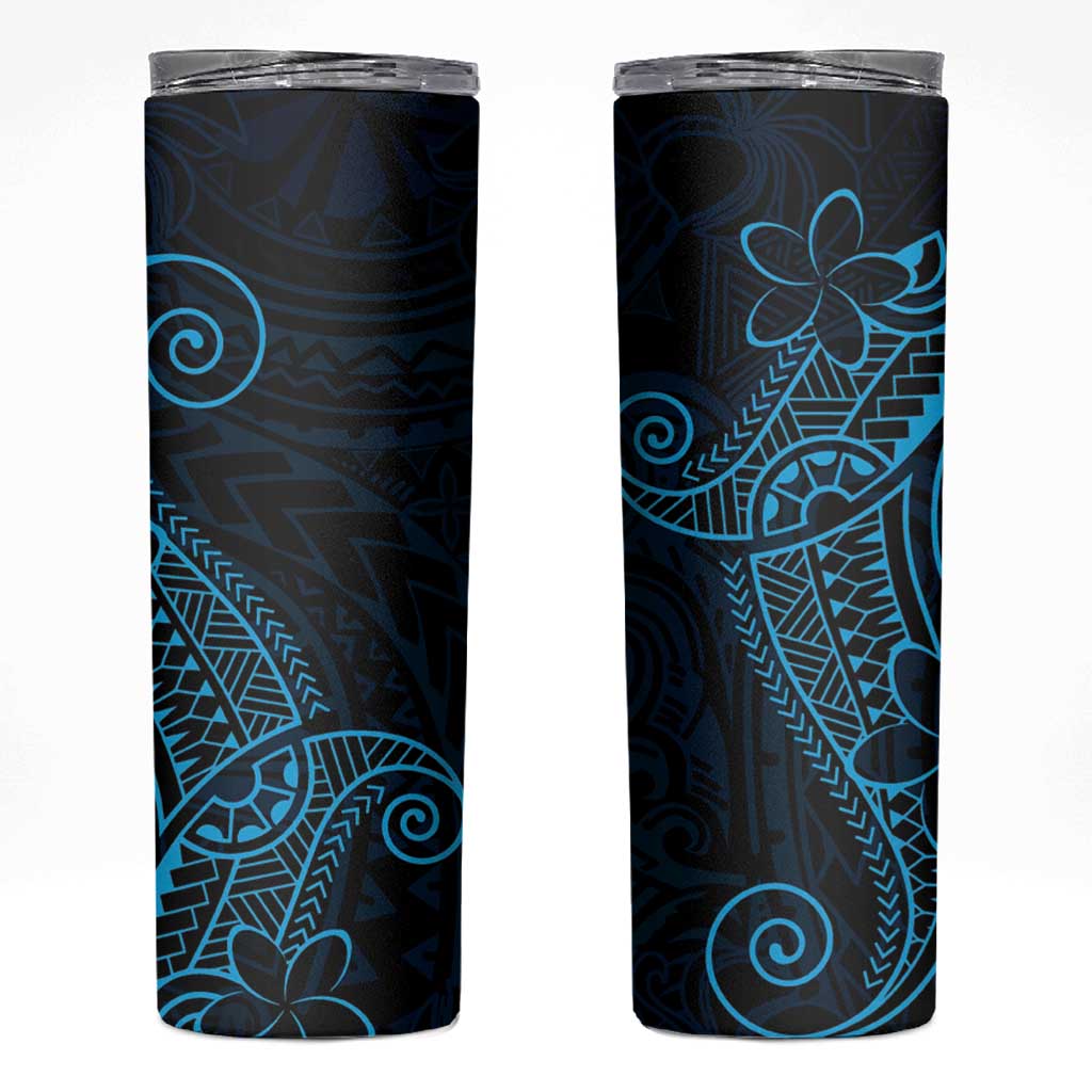 Black Blue Polynesian Tribal Skinny Tumbler LT9 Blue - Polynesian Pride