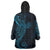 Black Blue Polynesian Tribal Wearable Blanket Hoodie - Polynesian Pride
