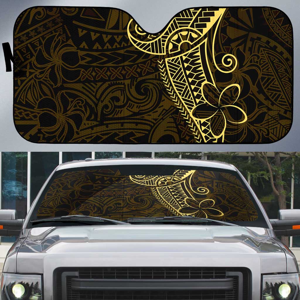 Black Gold Polynesian Tribal Auto Sun Shade LT9 Gold - Polynesian Pride
