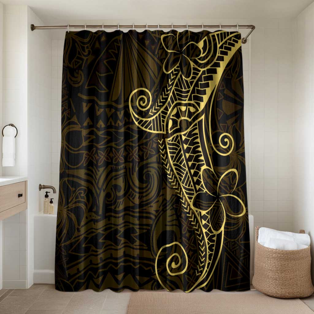 Black Gold Polynesian Tribal Bathroom Set LT9 Shower Curtain Only Gold - Polynesian Pride