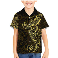 Black Gold Polynesian Tribal Family Matching Mermaid Dress and Hawaiian Shirt LT9 Son's Shirt Gold - Polynesian Pride