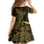 Black Gold Polynesian Tribal Family Matching Off The Shoulder Long Sleeve Dress and Hawaiian Shirt - Polynesian Pride