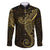 Black Gold Polynesian Tribal Family Matching Off The Shoulder Long Sleeve Dress and Hawaiian Shirt - Polynesian Pride