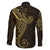 Black Gold Polynesian Tribal Family Matching Off The Shoulder Long Sleeve Dress and Hawaiian Shirt - Polynesian Pride