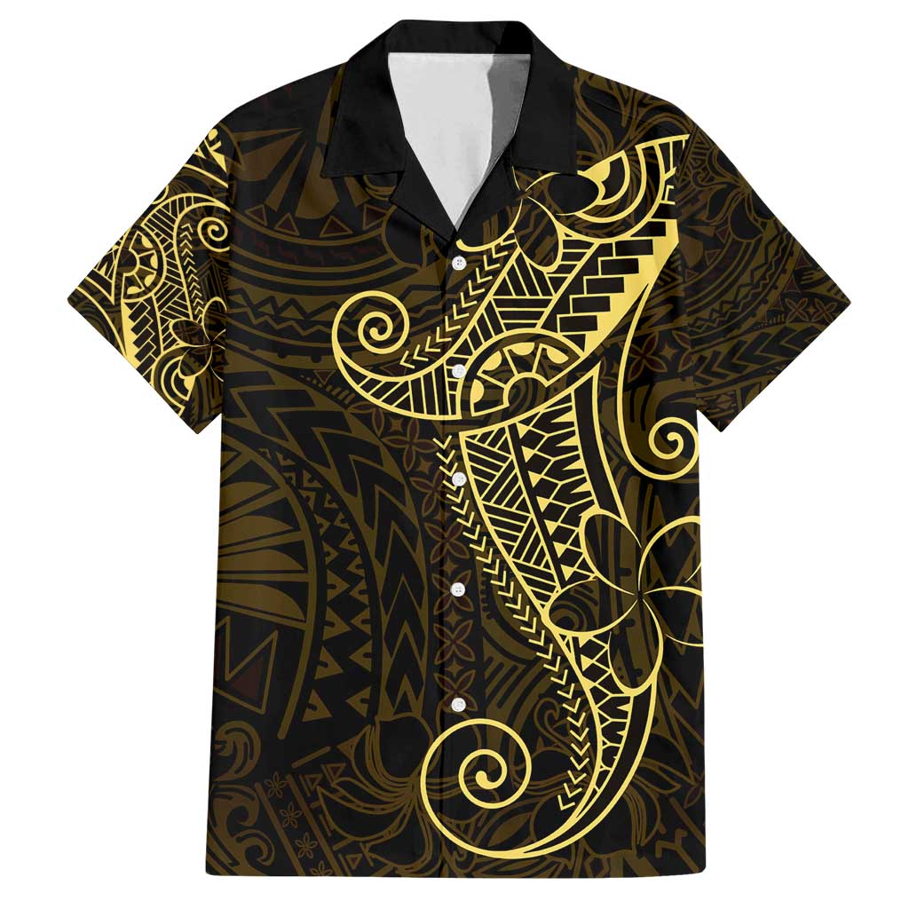 Black Gold Polynesian Tribal Family Matching Off Shoulder Maxi Dress and Hawaiian Shirt - Polynesian Pride