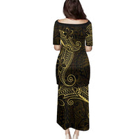Black Gold Polynesian Tribal Family Matching Puletasi and Hawaiian Shirt - Polynesian Pride