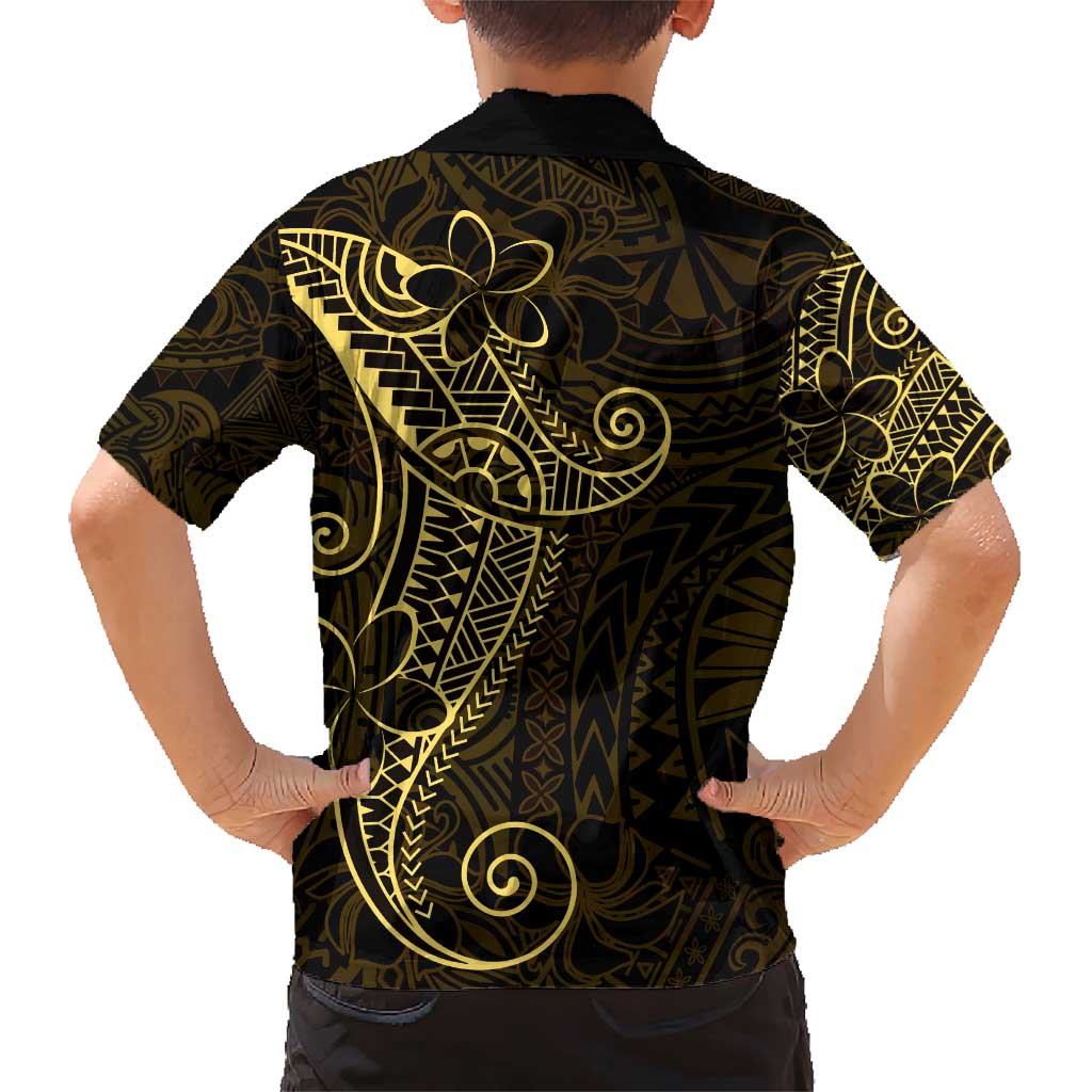 Black Gold Polynesian Tribal Family Matching Short Sleeve Bodycon Dress and Hawaiian Shirt LT9 - Polynesian Pride