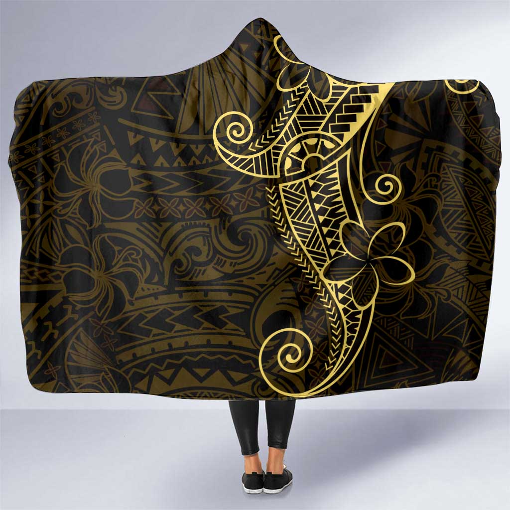 Black Gold Polynesian Tribal Hooded Blanket LT9 One Size Gold - Polynesian Pride