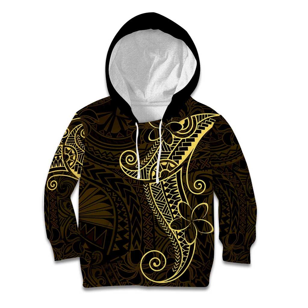Black Gold Polynesian Tribal Kid Hoodie LT9 Hoodie Gold - Polynesian Pride