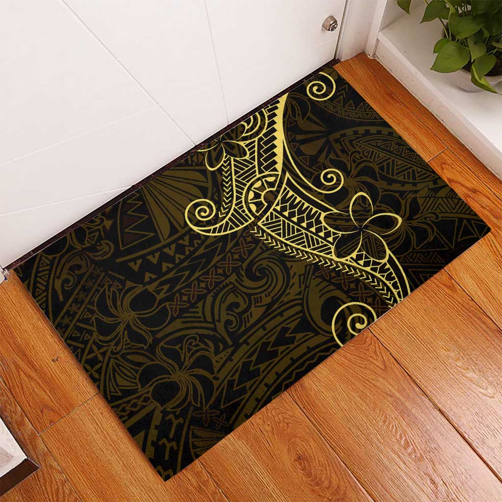 Black Gold Polynesian Tribal Rubber Doormat - Polynesian Pride
