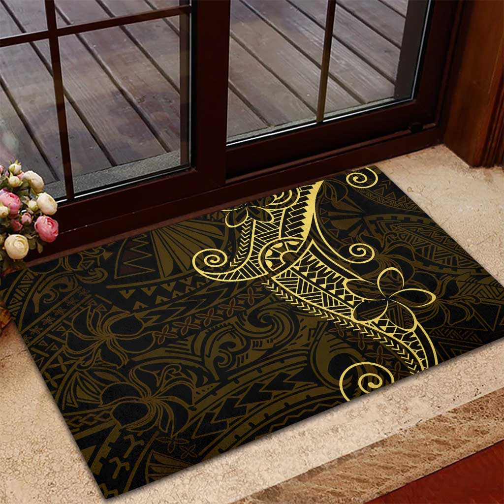 Black Gold Polynesian Tribal Rubber Doormat - Polynesian Pride
