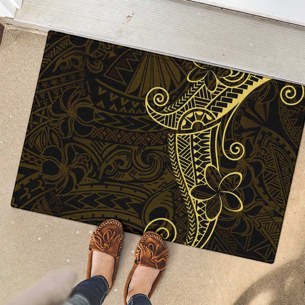 Black Gold Polynesian Tribal Rubber Doormat - Polynesian Pride