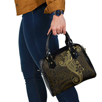 Black Gold Polynesian Tribal Shoulder Handbag - Polynesian Pride