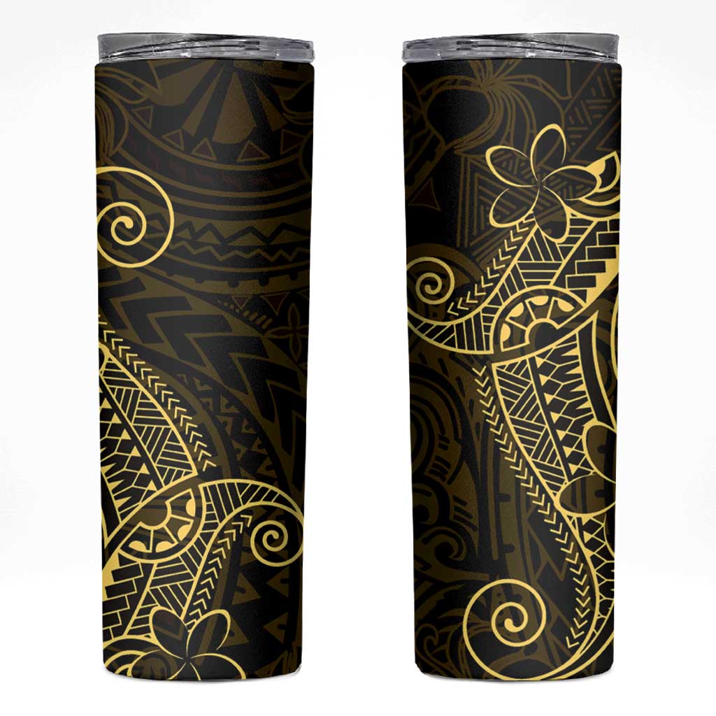 Black Gold Polynesian Tribal Skinny Tumbler LT9 Gold - Polynesian Pride