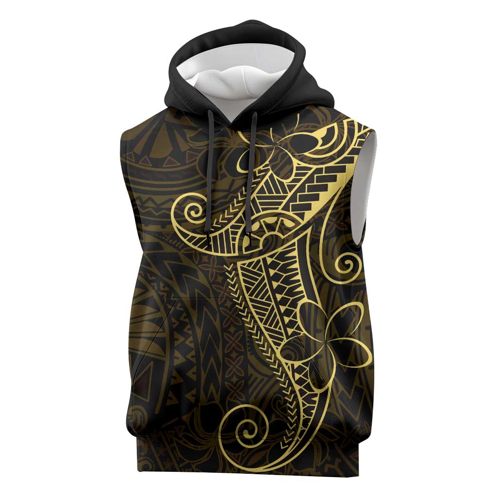 Black Gold Polynesian Tribal Sleeveless Hoodie LT9 Gold - Polynesian Pride