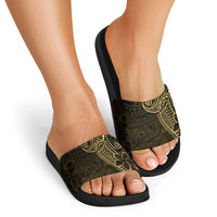 Black Gold Polynesian Tribal Slide Sandals - Polynesian Pride