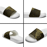 Black Gold Polynesian Tribal Slide Sandals - Polynesian Pride