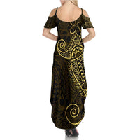 Black Gold Polynesian Tribal Summer Maxi Dress - Polynesian Pride