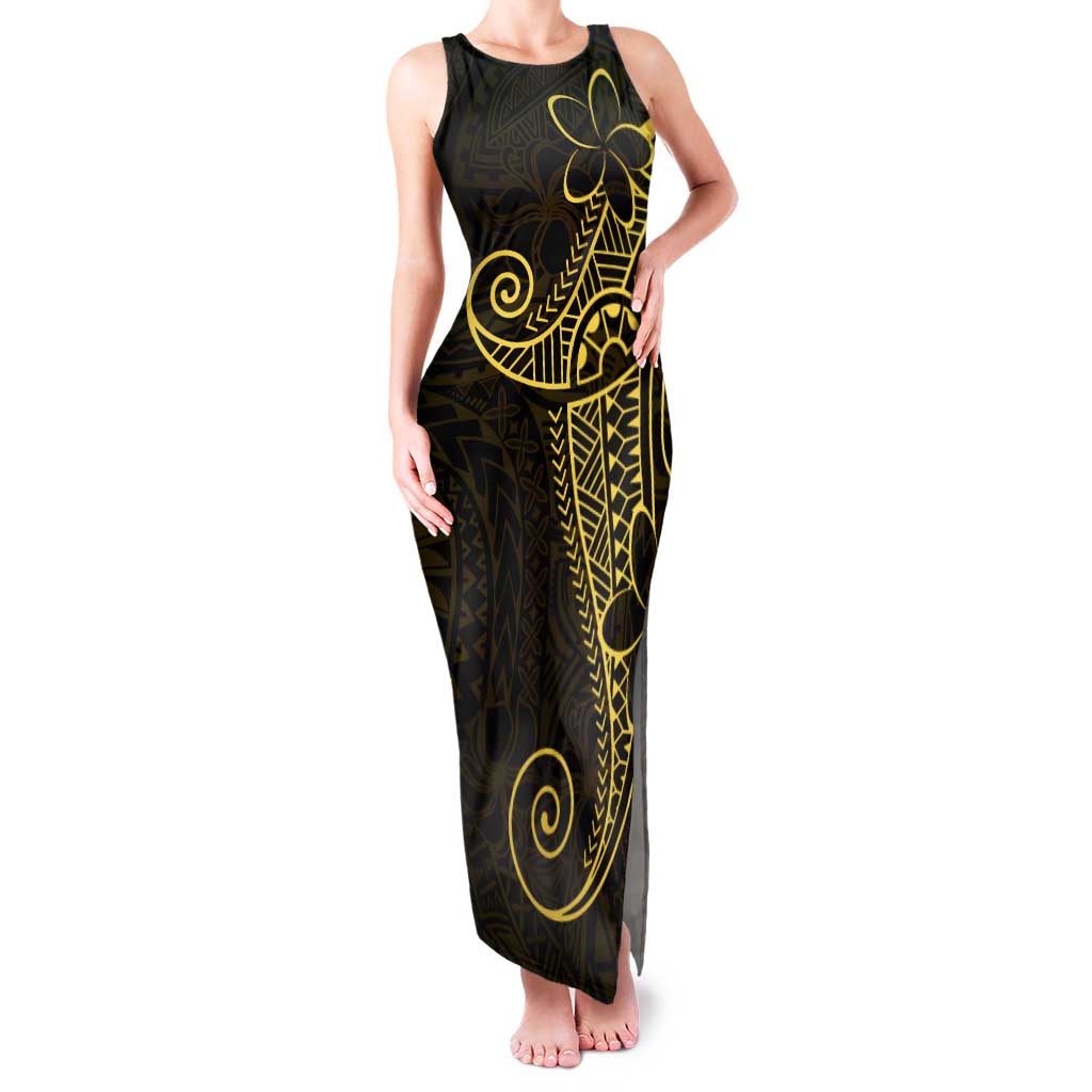 Black Gold Polynesian Tribal Tank Maxi Dress - Polynesian Pride