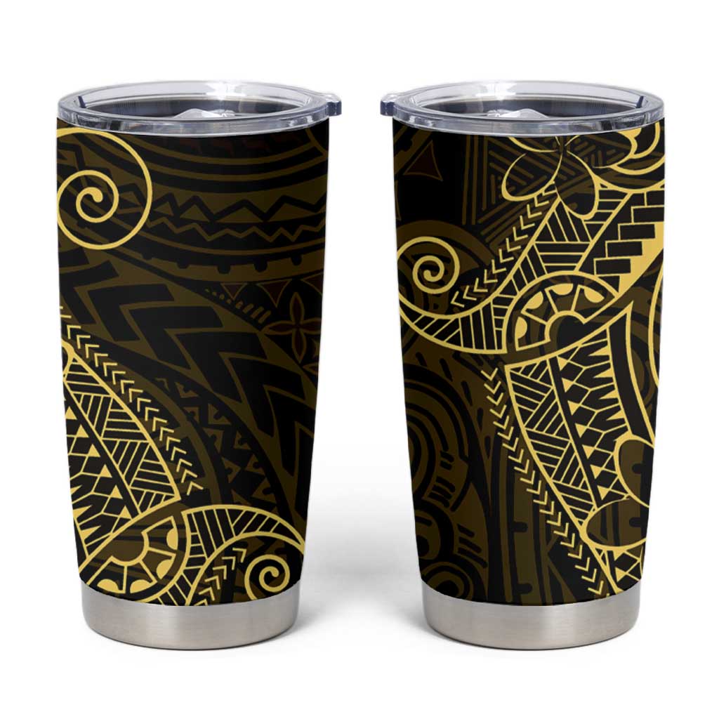 Black Gold Polynesian Tribal Tumbler Cup LT9 Gold - Polynesian Pride