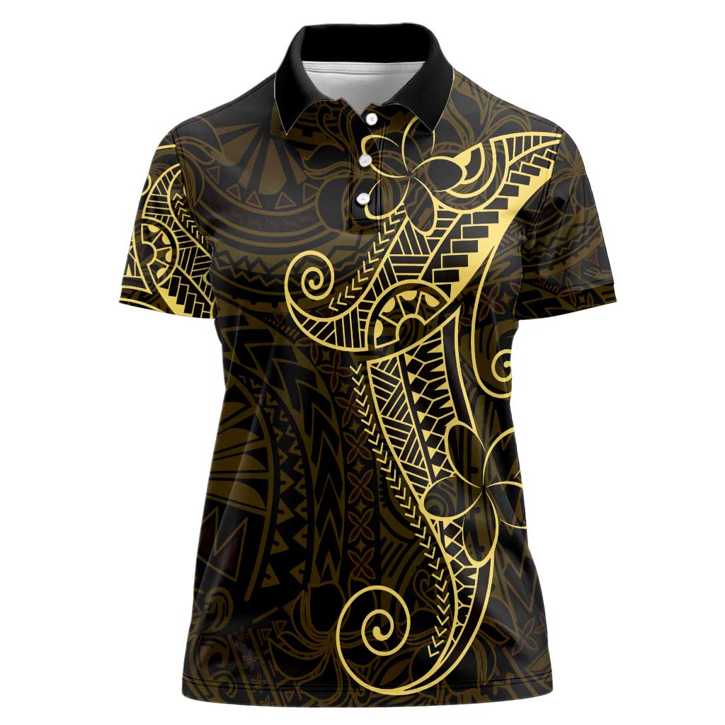 Black Gold Polynesian Tribal Women Polo Shirt LT9 Female Gold - Polynesian Pride
