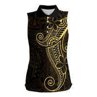 Black Gold Polynesian Tribal Women Sleeveless Polo Shirt LT9 Female Gold - Polynesian Pride