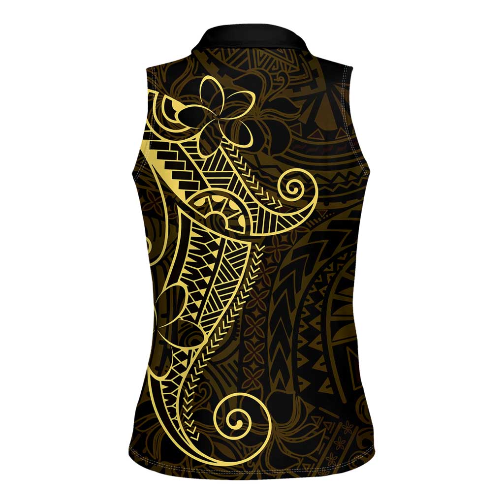 Black Gold Polynesian Tribal Women Sleeveless Polo Shirt LT9 - Polynesian Pride
