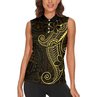 Black Gold Polynesian Tribal Women Sleeveless Polo Shirt LT9 - Polynesian Pride