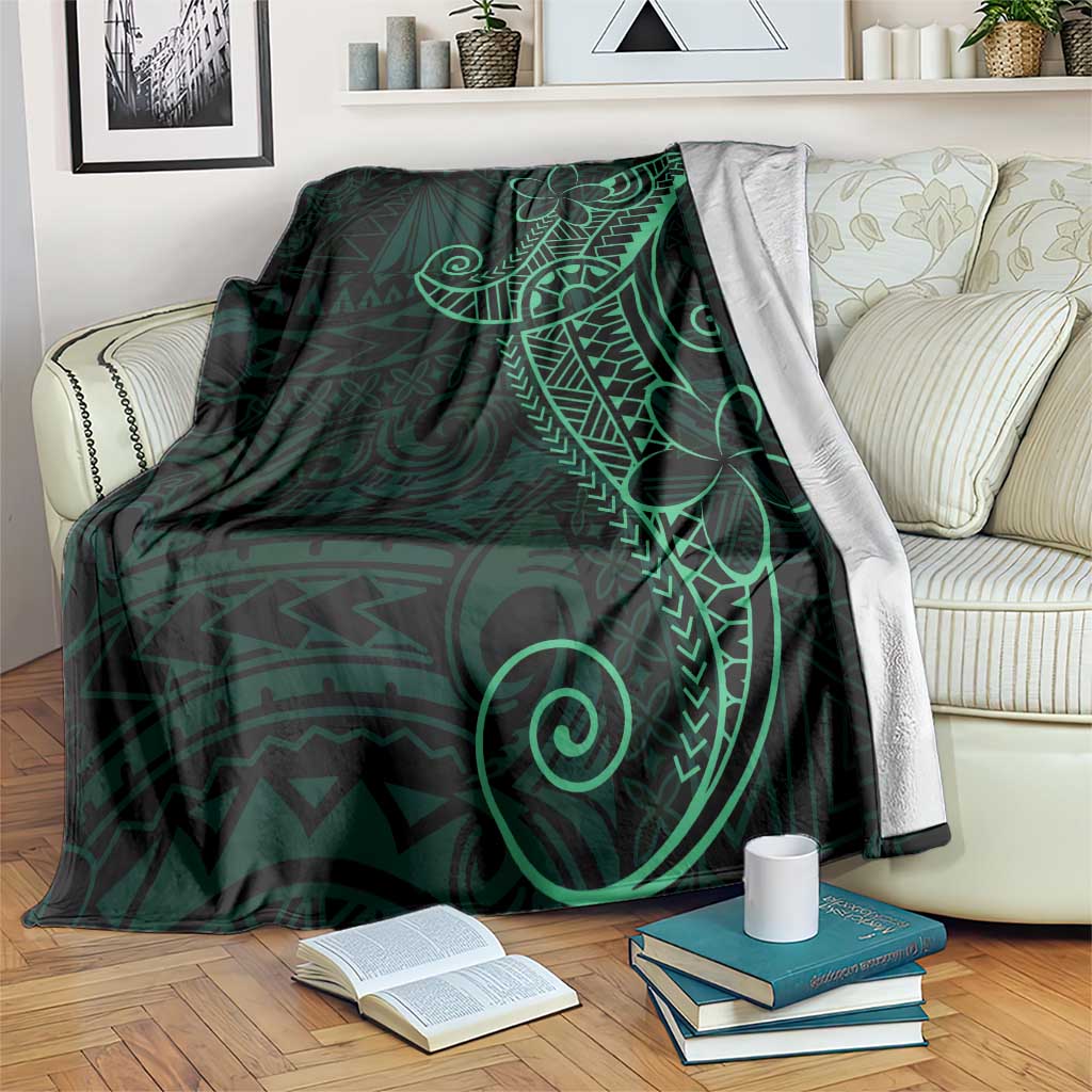Black Green Polynesian Tribal Blanket LT9 Green - Polynesian Pride