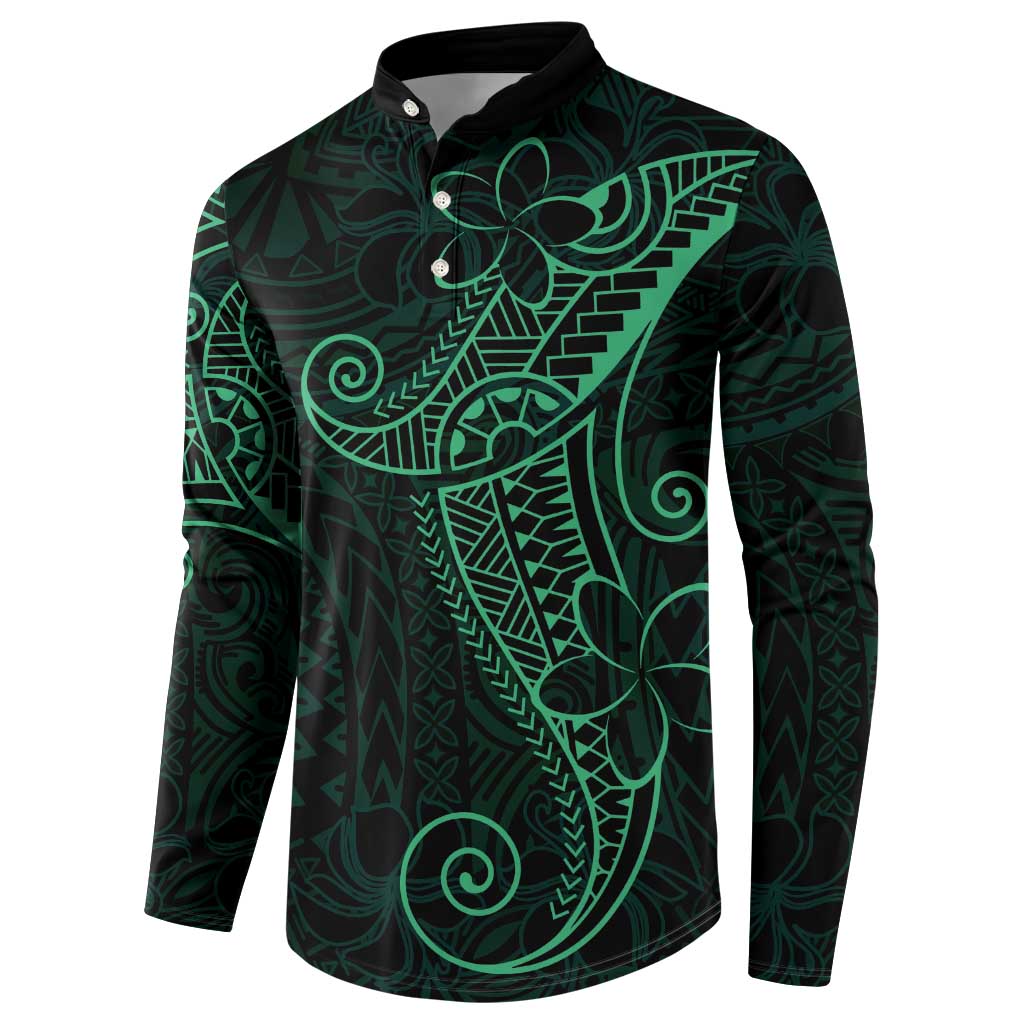 Black Green Polynesian Tribal Button Sweatshirt - Polynesian Pride