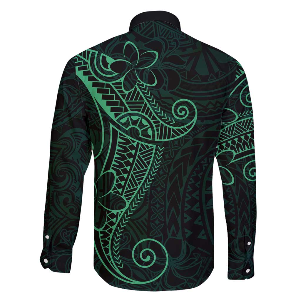 Black Green Polynesian Tribal Family Matching Long Sleeve Bodycon Dress and Hawaiian Shirt LT9 - Polynesian Pride