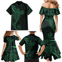 Black Green Polynesian Tribal Family Matching Mermaid Dress and Hawaiian Shirt LT9 - Polynesian Pride