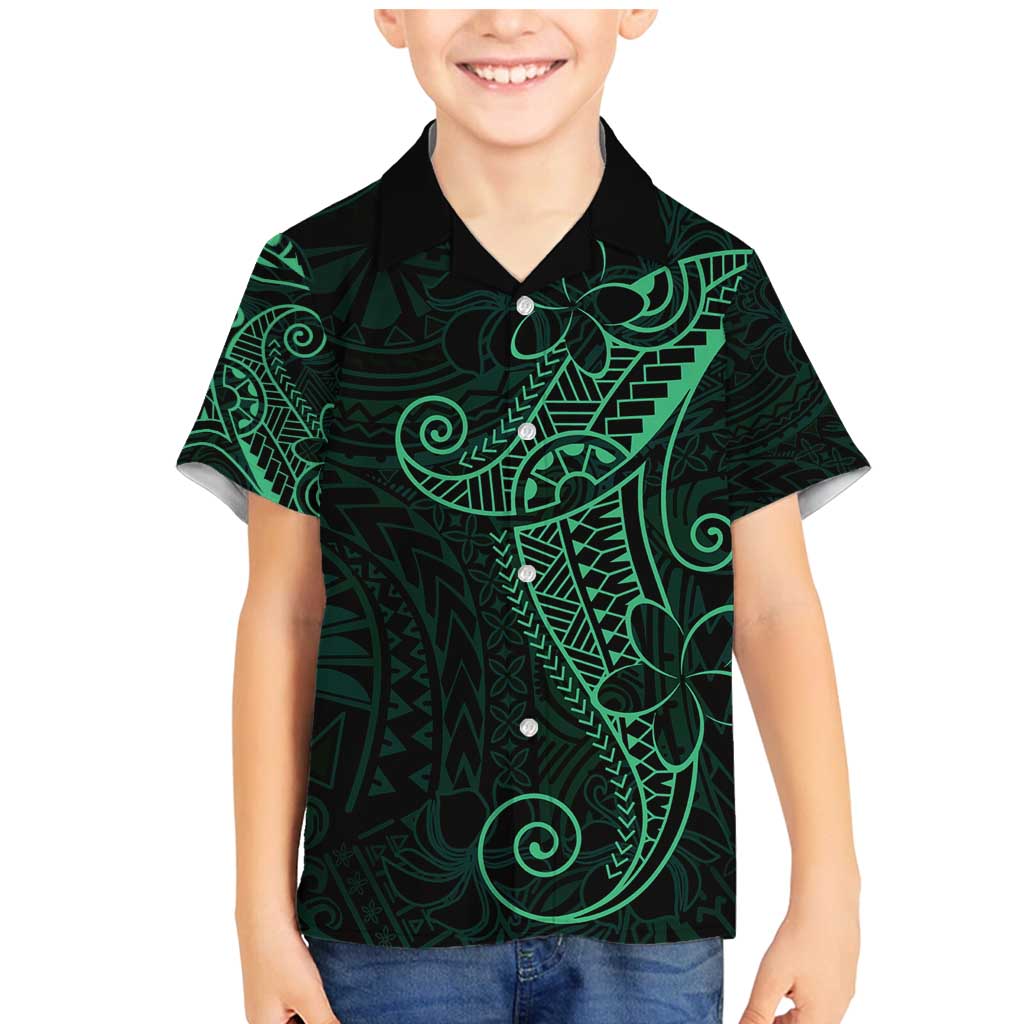 Black Green Polynesian Tribal Family Matching Mermaid Dress and Hawaiian Shirt LT9 Son's Shirt Green - Polynesian Pride
