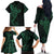 Black Green Polynesian Tribal Family Matching Off The Shoulder Long Sleeve Dress and Hawaiian Shirt - Polynesian Pride
