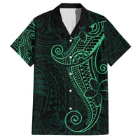Black Green Polynesian Tribal Family Matching Off The Shoulder Long Sleeve Dress and Hawaiian Shirt LT9 Dad's Shirt - Short Sleeve Green - Polynesian Pride