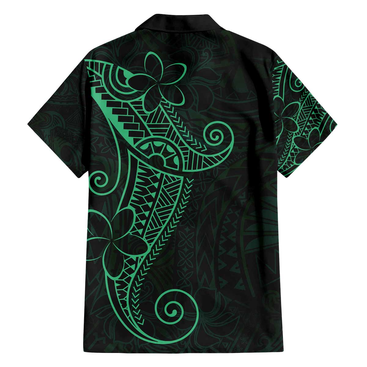 Black Green Polynesian Tribal Family Matching Off The Shoulder Long Sleeve Dress and Hawaiian Shirt LT9 - Polynesian Pride