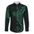 Black Green Polynesian Tribal Family Matching Off The Shoulder Long Sleeve Dress and Hawaiian Shirt - Polynesian Pride