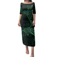 Black Green Polynesian Tribal Family Matching Puletasi and Hawaiian Shirt - Polynesian Pride