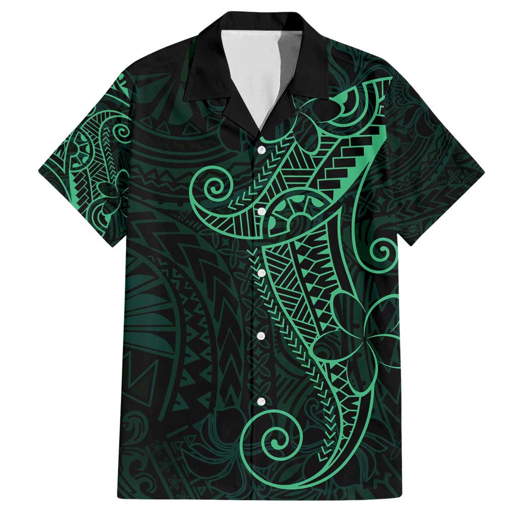 Black Green Polynesian Tribal Family Matching Summer Maxi Dress and Hawaiian Shirt - Polynesian Pride