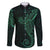 Black Green Polynesian Tribal Family Matching Tank Maxi Dress and Hawaiian Shirt - Polynesian Pride