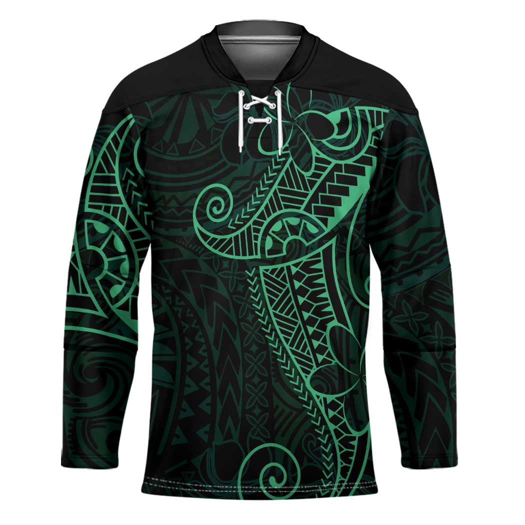 Black Green Polynesian Tribal Hockey Jersey - Polynesian Pride