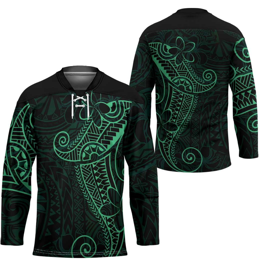 Black Green Polynesian Tribal Hockey Jersey - Polynesian Pride