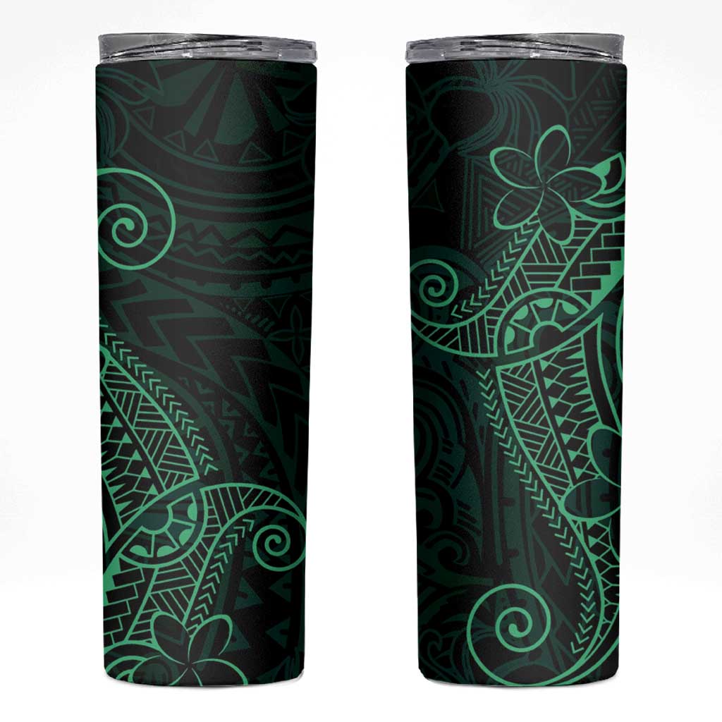 Black Green Polynesian Tribal Skinny Tumbler LT9 Green - Polynesian Pride